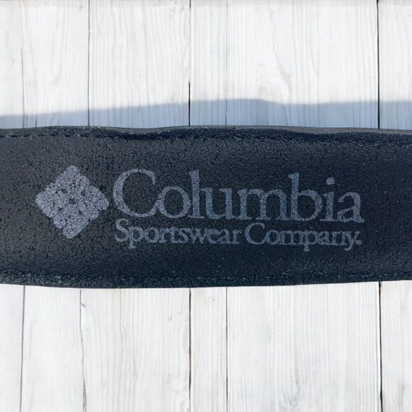 Columbia Mens Black Leather Belt Size 34" Genuine Leather Lining Synthetic Top - Picture 3 of 7